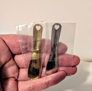 Gold and Silver Heart Cutout Metal Makeup Spoons